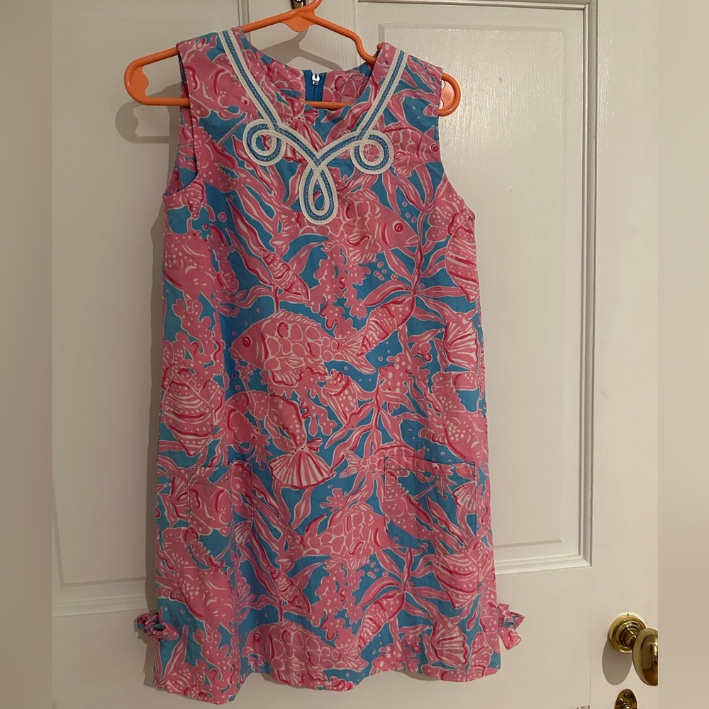 Lilly Pulitzer Coral and Aqua Kids Dress